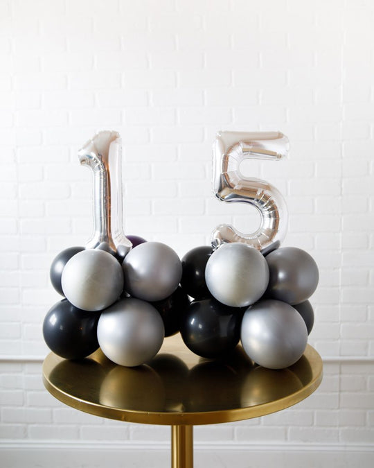 Feel The Beat - Tabletop Foil numbers on balloon base - 1.5ft