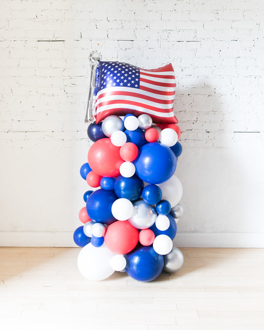 Red, White and Blue Palette Flag Balloon Column - 4ft