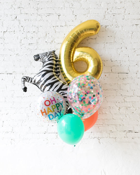 GIFT-Party Animal Theme Number Birthday Bouquet