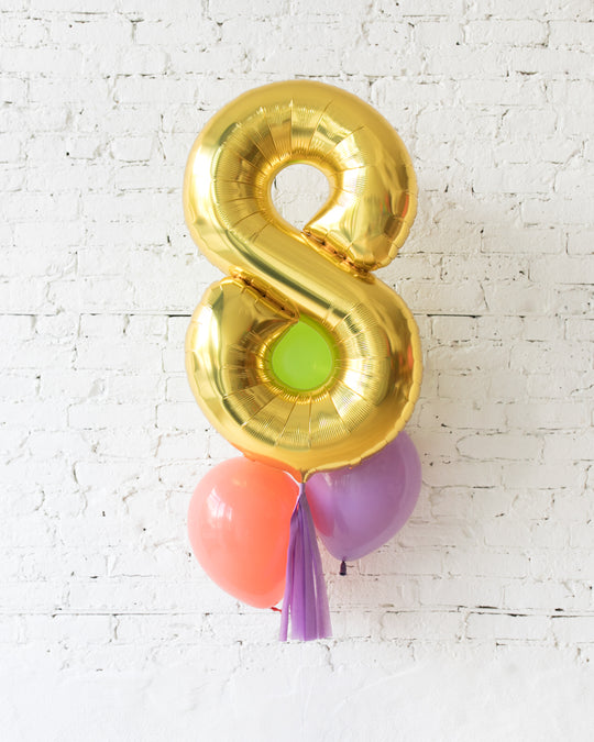 Fiesta Theme - Customizable Number and 11in Balloons - bouquet of 4