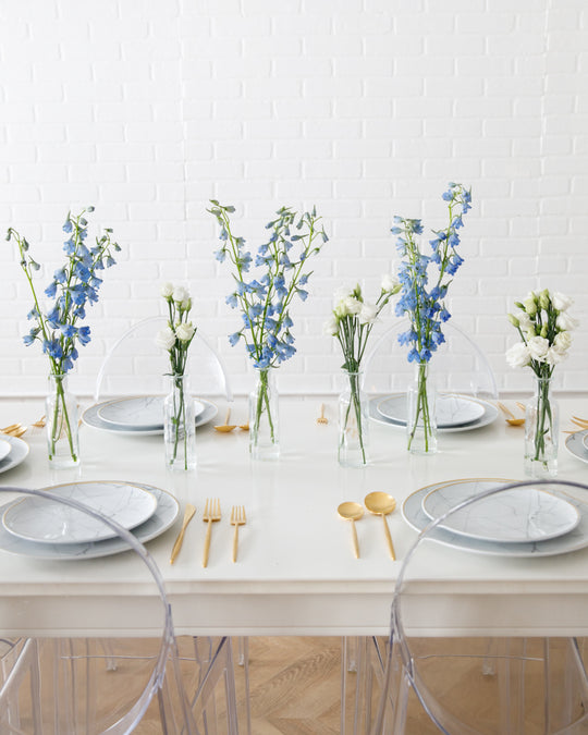 Blue & White - Floral Arrangements - Bottled Buds (set of 6)