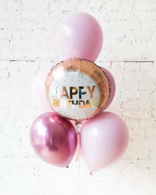 GIFT-Shades of Mauve Palette Happy Birthday Balloon Bouquet