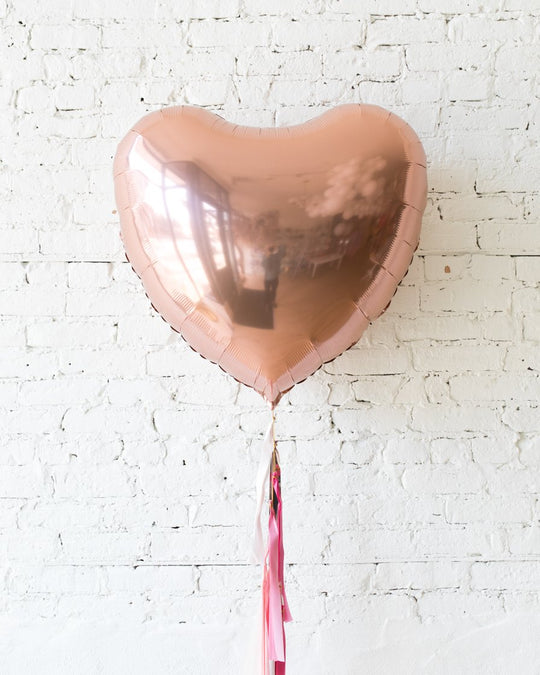 36in Rose Gold Heart Foil Balloon and Valentine's Day Half-Tassel