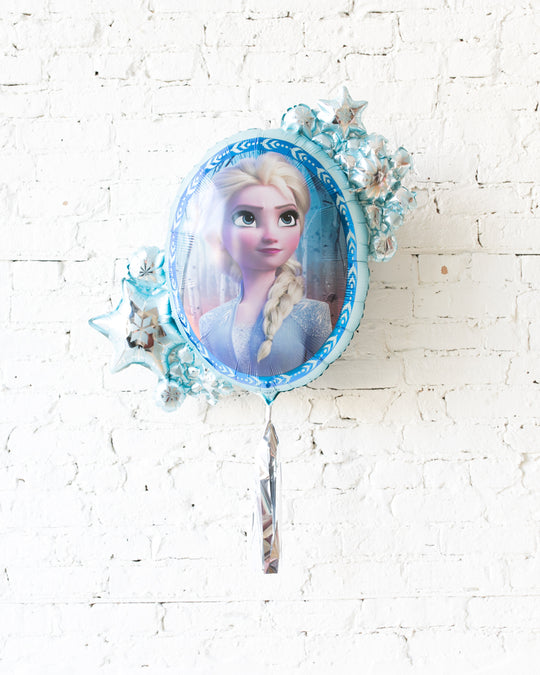 GIFT-26in Elsa/Anna Double-Sided Frozen 2 Theme Foil Balloon with Silver Skirt