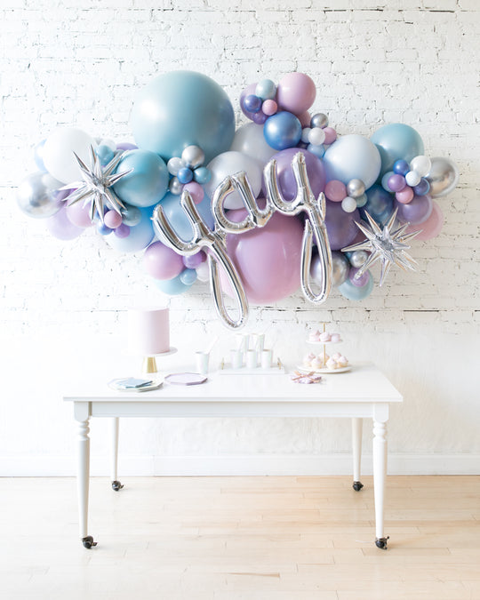 Frozen Theme - Yay Script Backdrop Balloon Garland Install Piece - 6ft