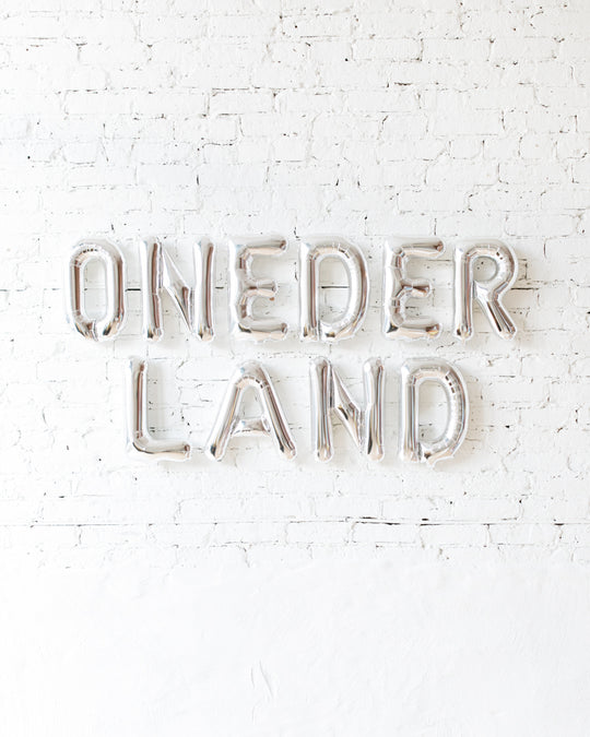 16in Silver ONEDERLAND Foil Letters Set