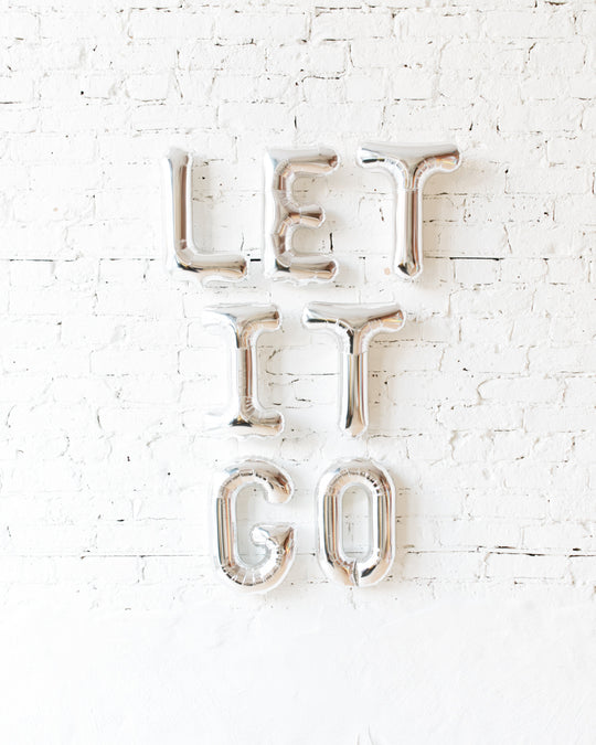 16in Silver LET IT GO Foil Letters Set