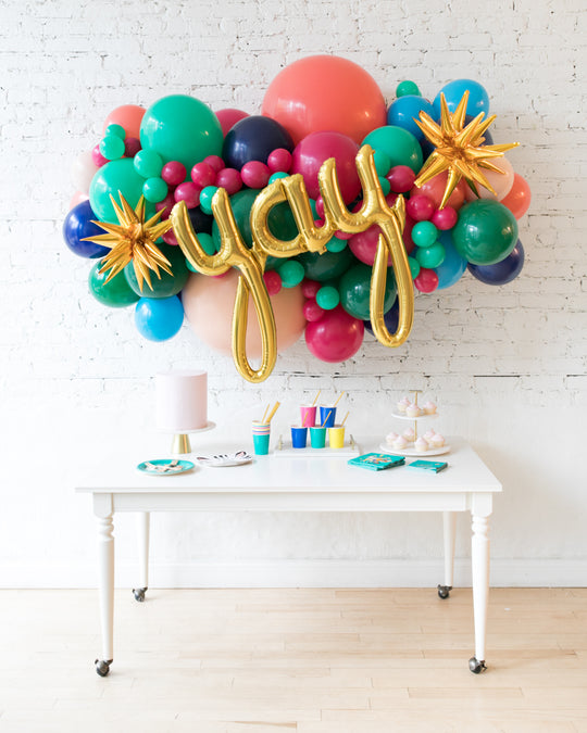 Party Animal Theme - Yay Script Backdrop Balloon Garland Install Piece - 6ft