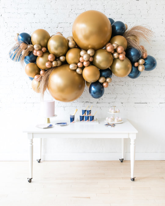 Midnight Copper - Backdrop Balloon Garland Install Piece with Pampas Grass - 6ft