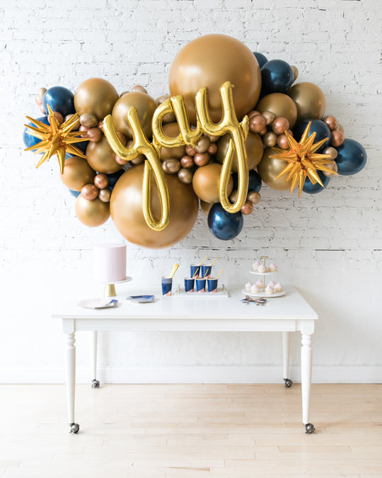 Midnight Copper - Yay Script Backdrop Balloon Garland Install Piece - 6ft
