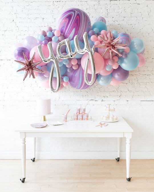 Unicorn Theme - Yay Script Backdrop Balloon Garland Install Piece - 6ft