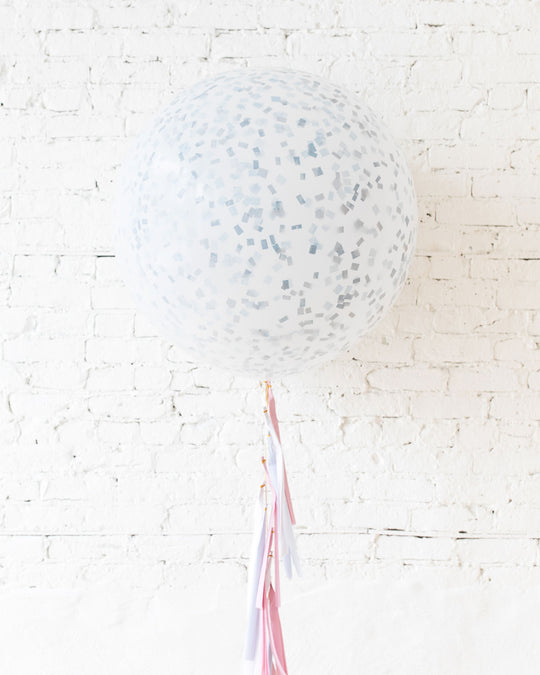 GIFT-Frosted Blue Giant Balloon and Gender Reveal Tassel