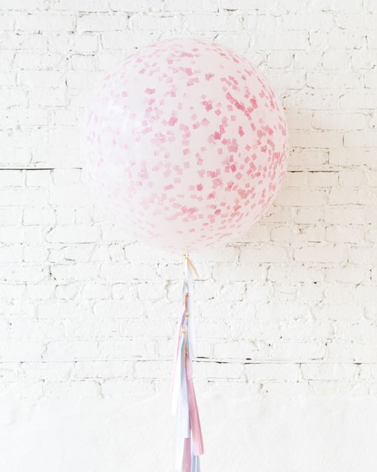 GIFT-Frosted Pink Giant Balloon and Gender Reveal Tassel