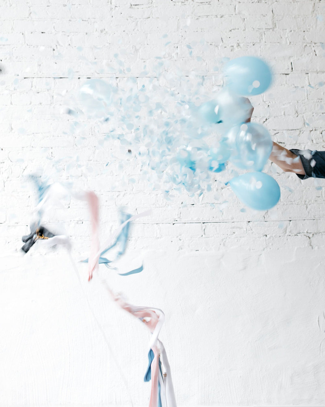 Blue Confetti and Balloons Gender reveal