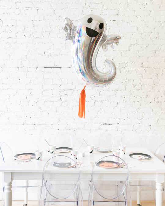 25in Ghost Foil Balloon with Orange Skirt Centerpiece
