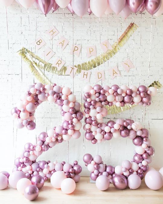 Modern Mauve - Custom Freestanding Numbers & Ceiling Balloon Set