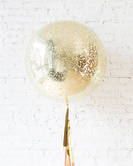 GIFT-Gold Confetti Giant Balloon and Blush & Gold Tassel