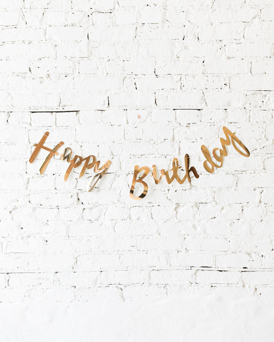 Ginger Ray Gold Happy Birthday Bunting Banner