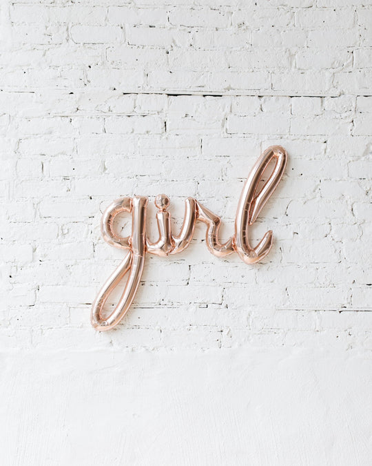 37in Rose Gold GIRL Script Foil Balloon Set