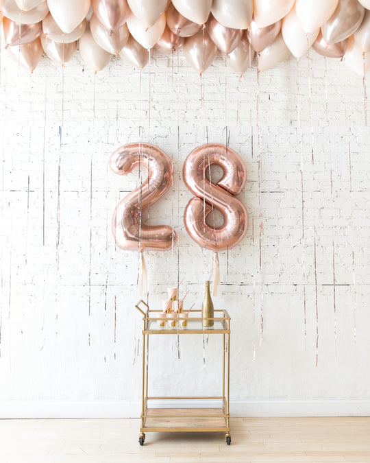 Glam Tan - Foil Numbers & Ceiling Balloons Set