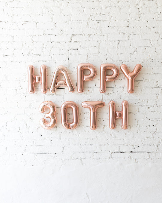 16in Rose Gold Happy Number Birthday Foil Balloon Set