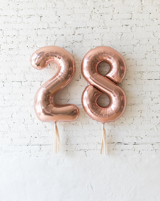 34in Rose Gold Foil Numbers with Ivory Skirt