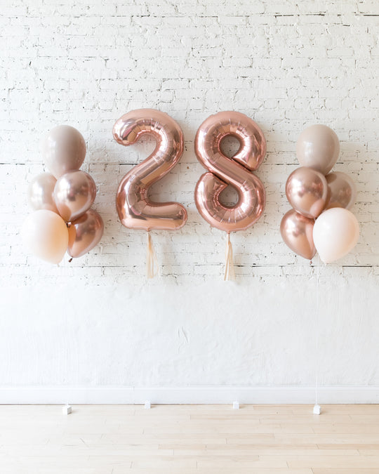 Glam Tan - Numbers & 11in Balloon Bouquets Set