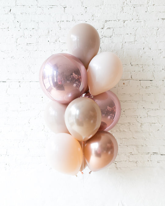 Glam Tan - Orbs and 11in Balloons - bouquet of 10