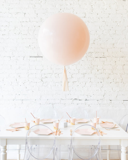Light Blush Giant Balloon with Ivory Skirt Centerpiece