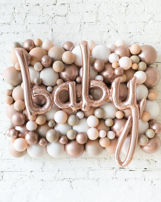 Glam Tan - BABY Script Balloon Backdrop Board - 30inx40in