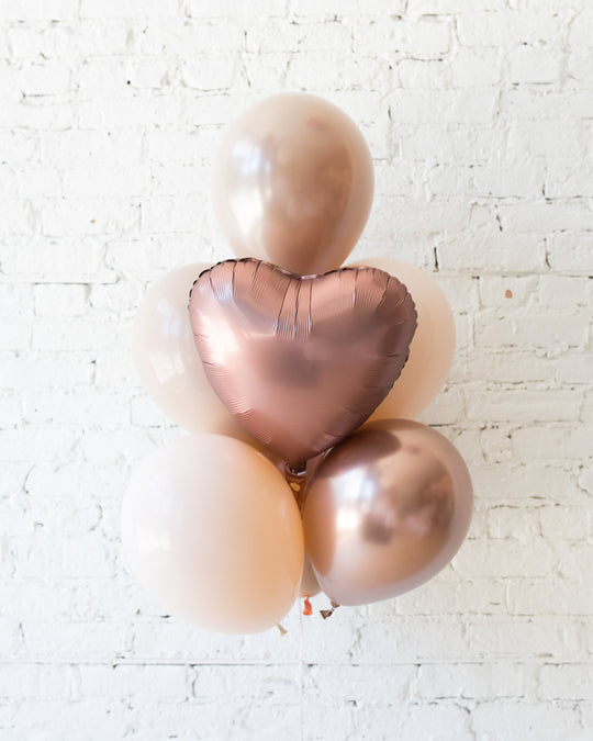 GIFT-Glam Tan - Heart Foil and 11in Balloon Bouquet