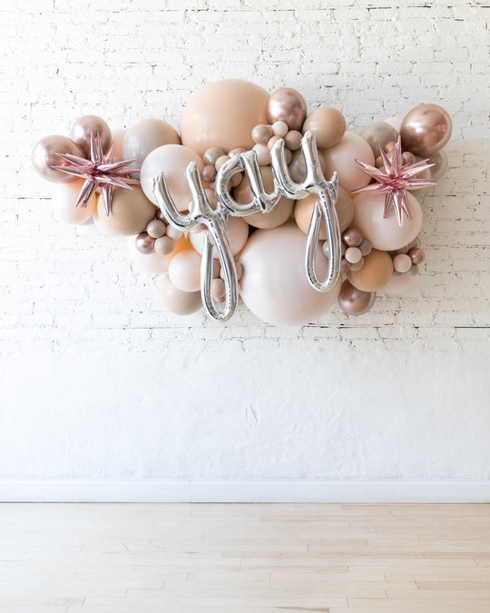 OUTDOOR-Glam Tan - Yay Script Backdrop Balloon Garland Install Piece