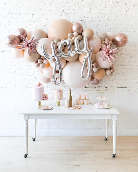 Glam Tan - Yay Script Backdrop Balloon Garland Install Piece - 6ft