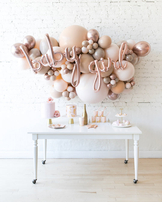 Glam Tan - BABY GIRL Backdrop Balloon Garland Install Piece - 6ft