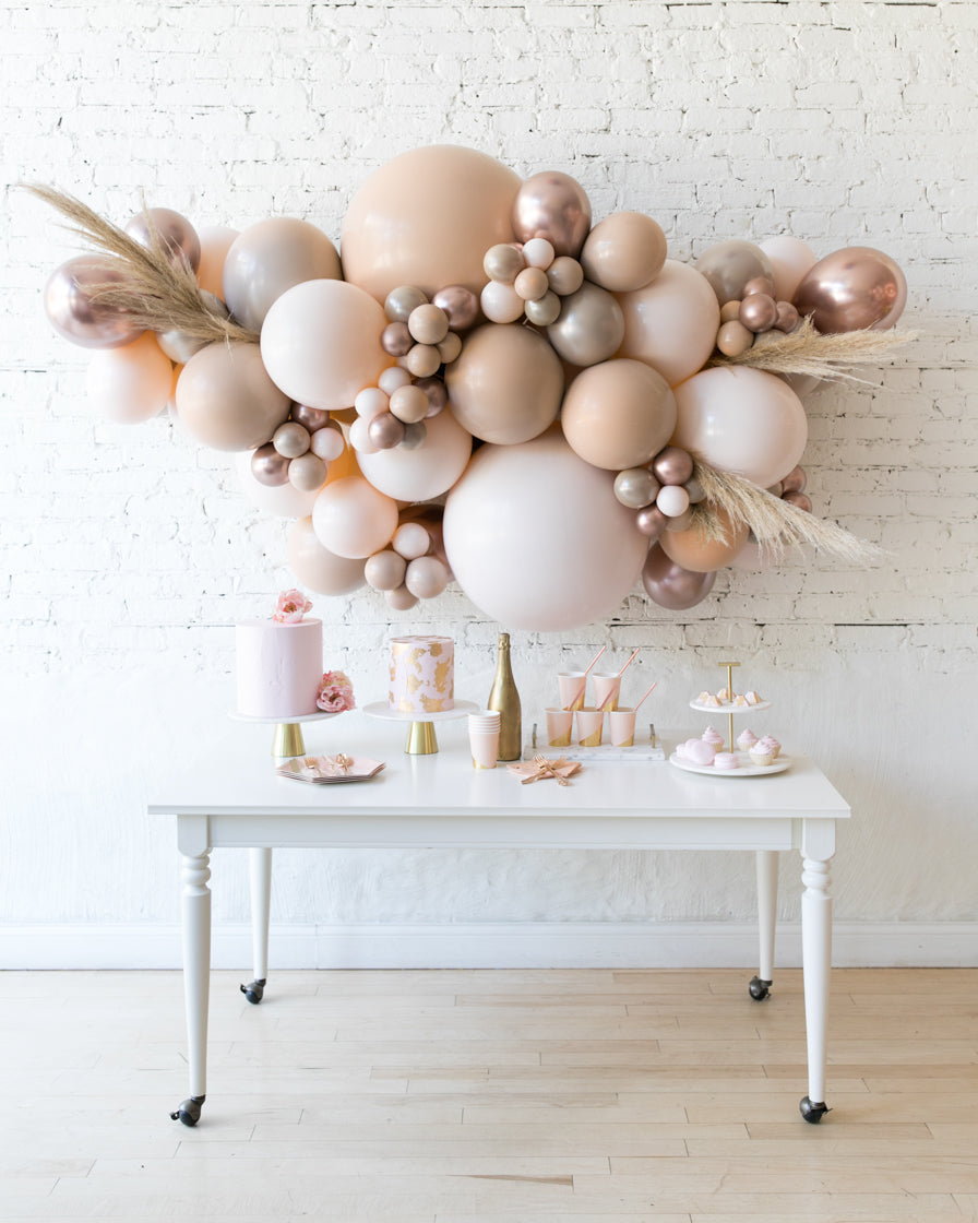 Glam Tan - Backdrop Balloon Garland Install Piece with Greenery