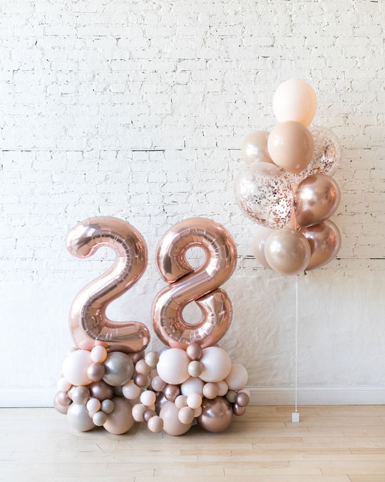 Glam Tan - Confetti Bouquet & Number Pedestals Set