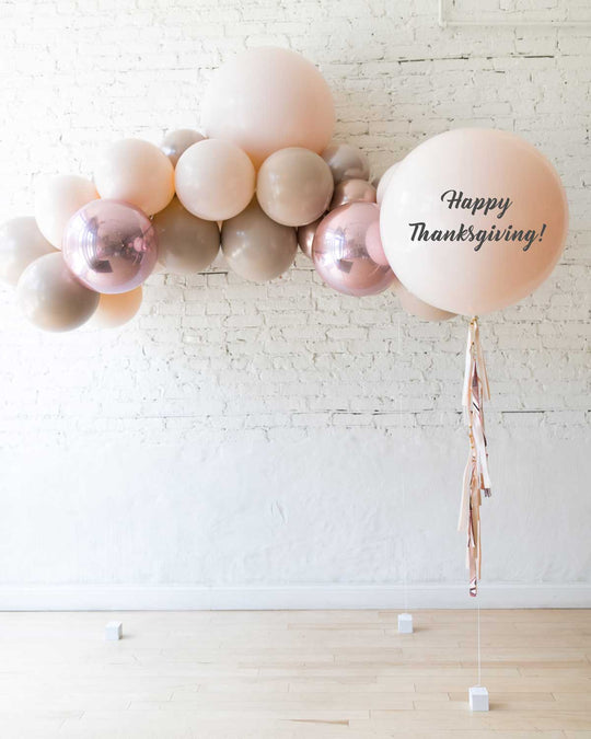 Glam Tan - Floating Balloon Arch & Happy Thanksgiving Giant Balloon Set