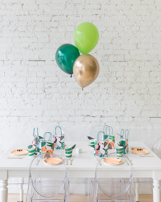 Jungle Theme 11in Balloons Centerpiece - bouquet of 3