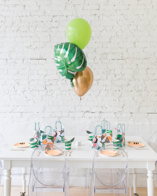 Jungle Theme Foil and 11in Balloons Centerpiece - bouquet of 3