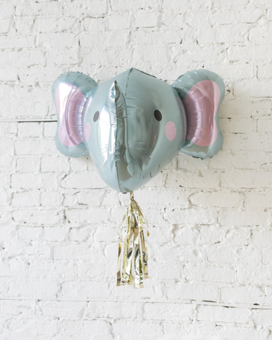 GIFT-34in 3D Elephant Foil Balloon and Gold Skirt