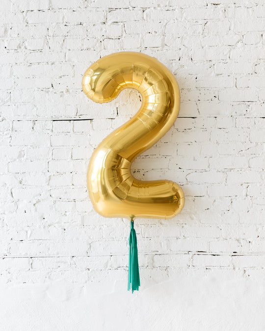 34in Gold Foil Number with Green Skirt