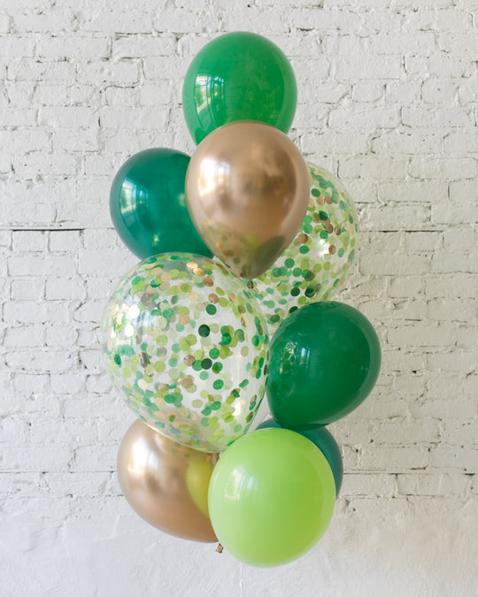 Jungle Theme Confetti and 11in Balloons - bouquet of 10