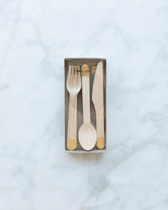 Meri Meri - Gold Dipped Wooden Cutlery Set - pack of 24