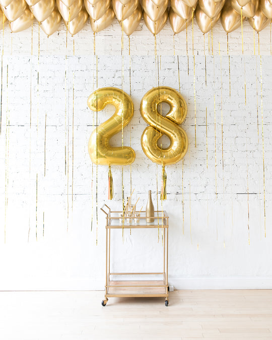 Golden - Number Foils & Ceiling Balloons Set