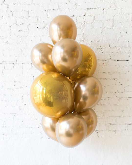 Golden - Orbs and 11in Balloons - bouquet of 10