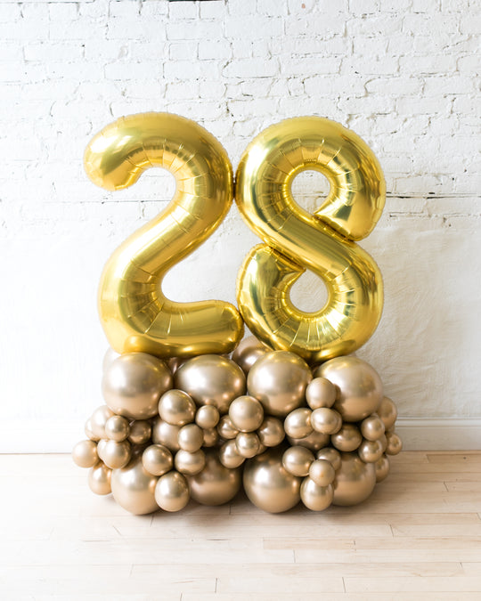 Golden - Foil Number on Balloon Pedestal - 3ft