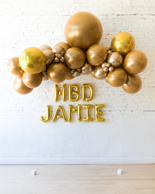Golden - Floating Balloon Arch & Foil Letters Set
