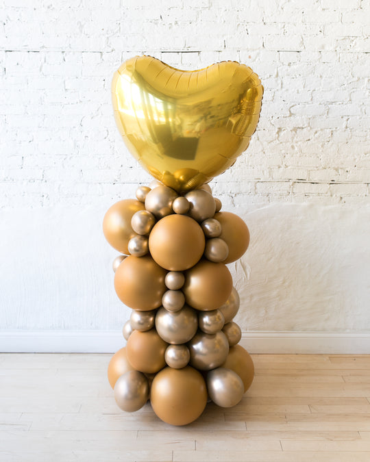 Golden - Heart Balloon Column - 4ft