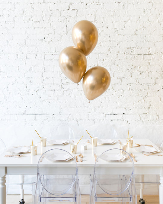 Golden - 11in Balloons Centerpiece - bouquet of 3