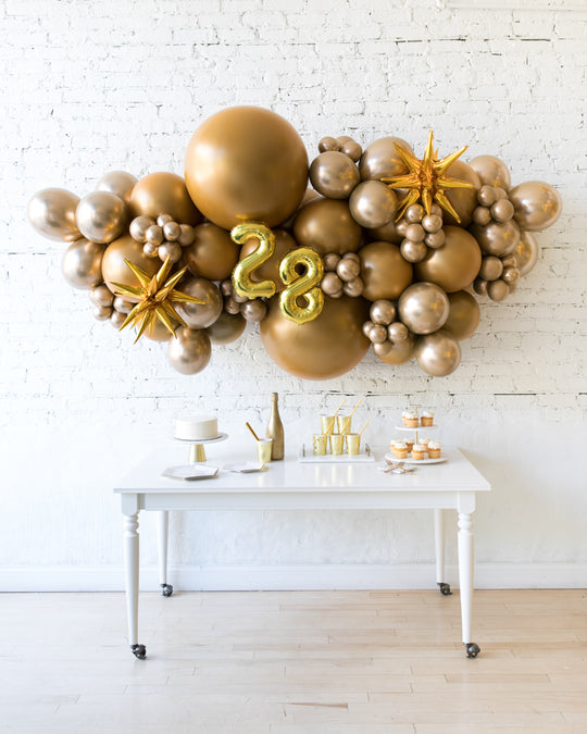 Golden - Number Backdrop Balloon Garland Install Piece